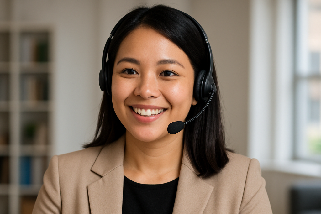 Professional coach with headset